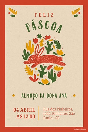 Convite de Ocasioes especiais - Pascoa Rustico