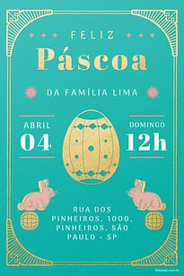 Modelo de Convite de Ocasioes especiais - Pascoa Sofisticado Convite Páscoa Sofisticado grátis para editar