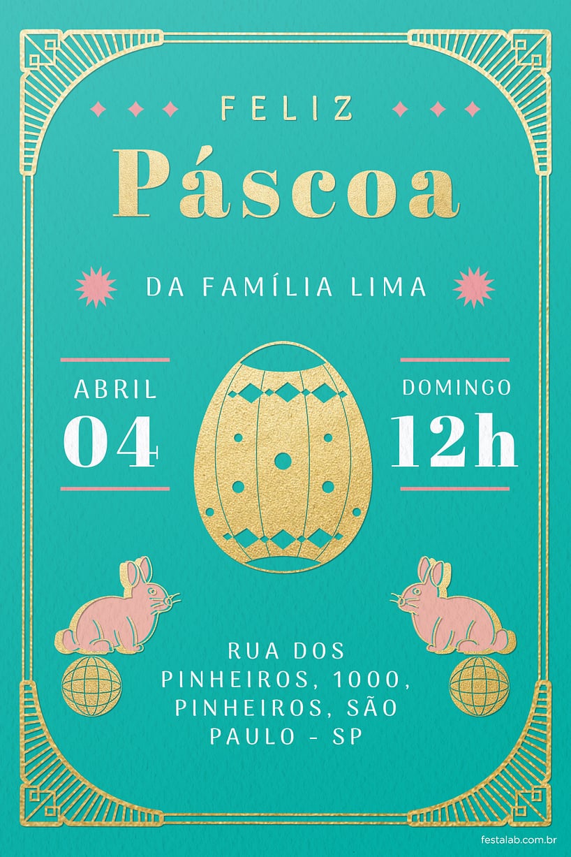 Convite Páscoa Sofisticado grátis para editar