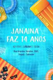 Modelo de Convite de Ocasioes especiais - Pool Party Convite Pool Party grátis para editar