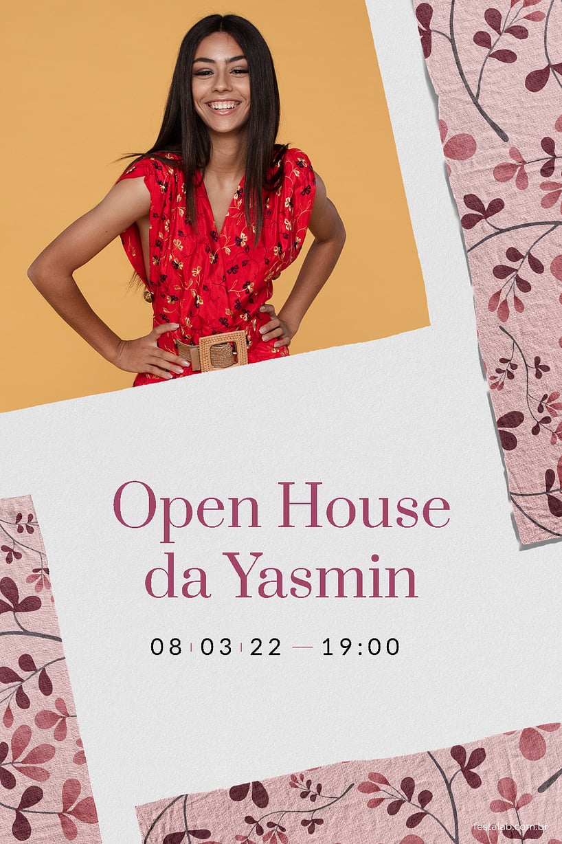 Convite de Ocasioes especiais - Tecido Floral Lilas