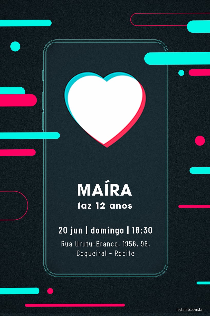 Convite TikTok Cel grátis para editar