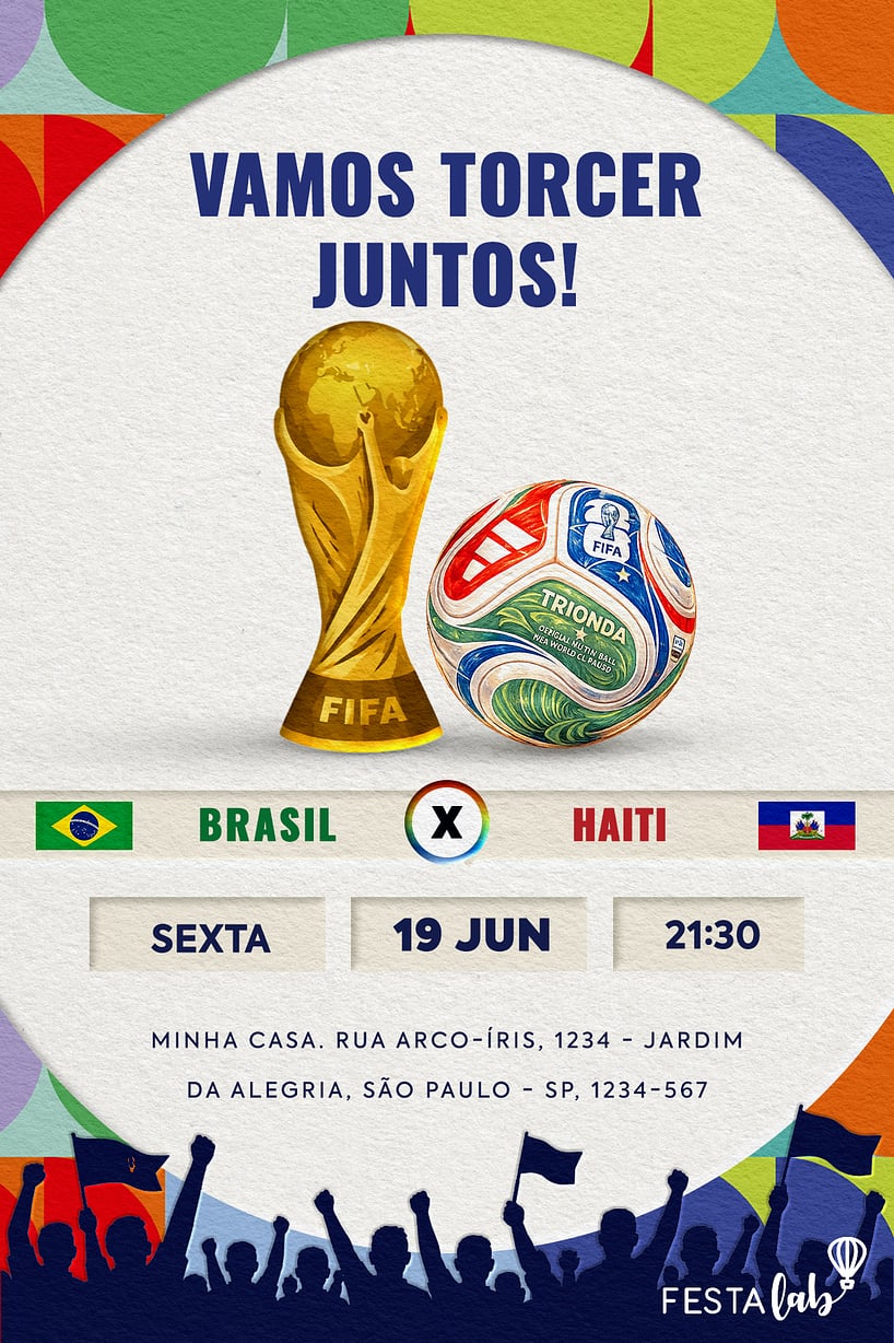 Convite de Ocasioes especiais - Torcendo na Copa do Mundo
