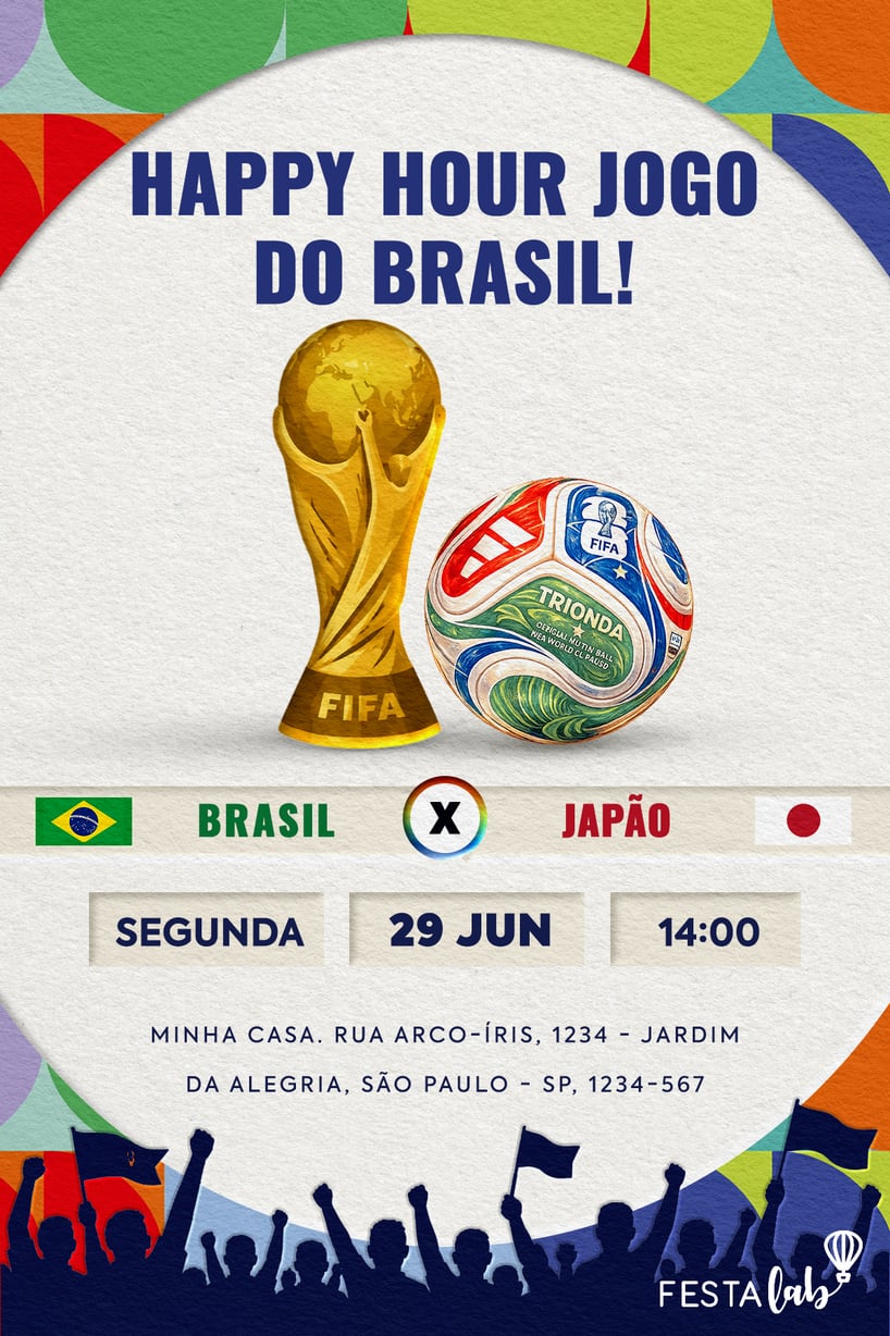 Convite Torcendo na Copa do Mundo grátis para editar