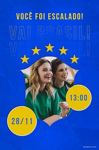 Modelo de Convite de Ocasioes especiais - Vai Brasil azul Convite Vai Brasil azul grátis para editar