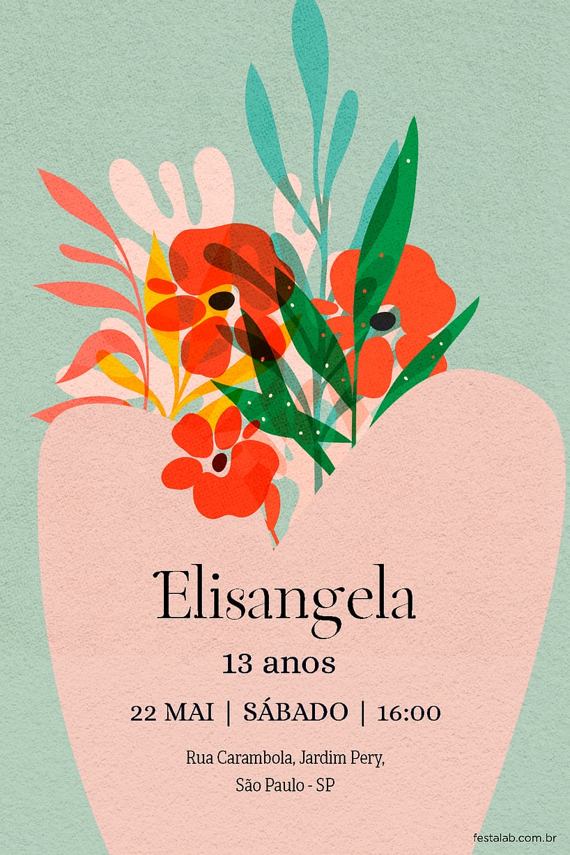Convite de Ocasioes especiais - Vaso Floral