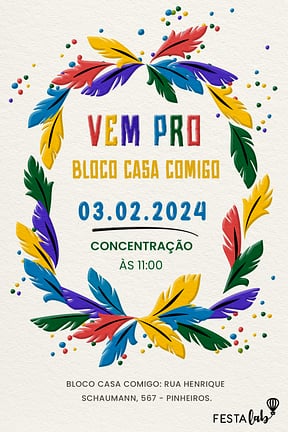 Modelo de Convite de Ocasioes especiais - Vem pro bloco Convite de Ocasioes especiais - Vem pro bloco