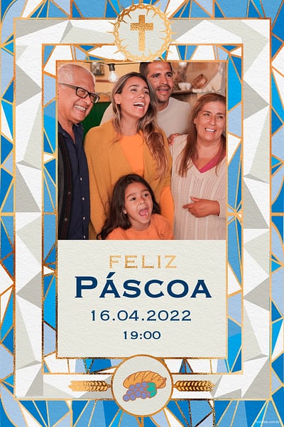 Modelo de Convite de Ocasioes especiais - Vitral de Pascoa Convite Vitral de Páscoa grátis para editar