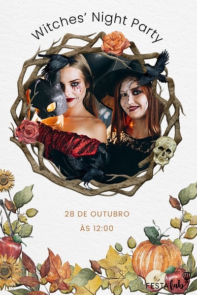 Modelo de Convite de Ocasioes especiais - Witches' Night Convite Witches' Night grátis para editar