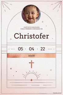 Convite Catedral minimalista rose gold grátis para editar