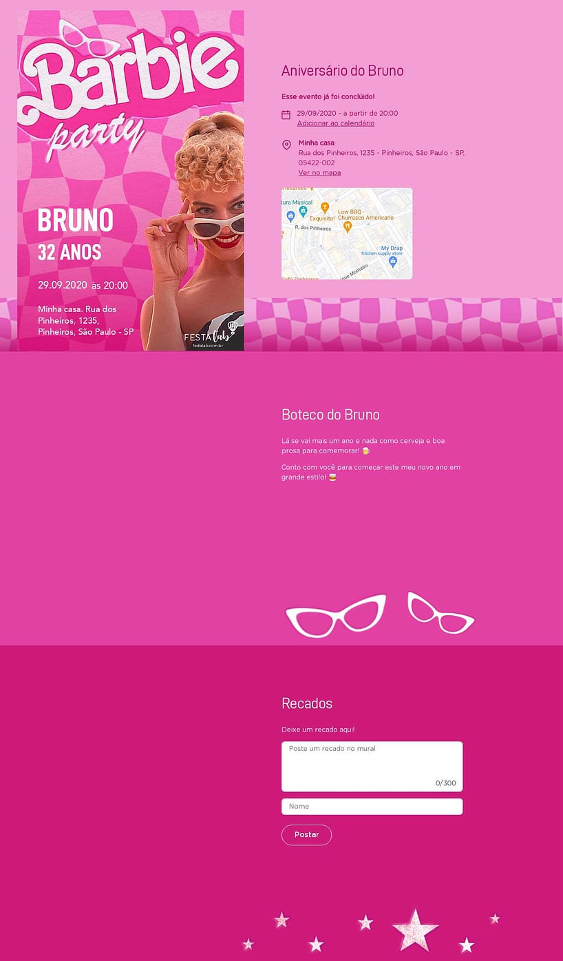 Criar convite de Barbie Party online grátis