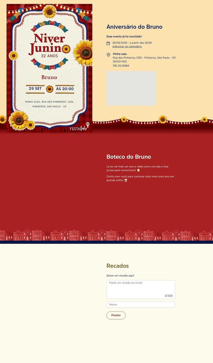 Convite online de aniversário - Festa Junina Elegante| FestaLab