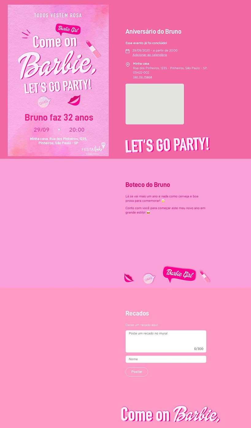 Convite De Aniversário Barbie Rosa Edite Online