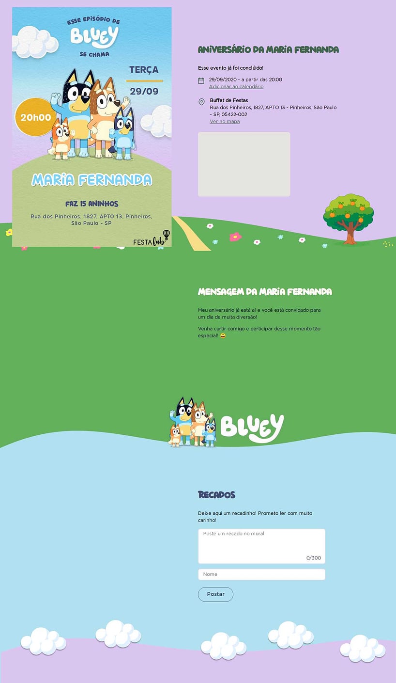 Convite online de aniversário - A família da Bluey| FestaLab