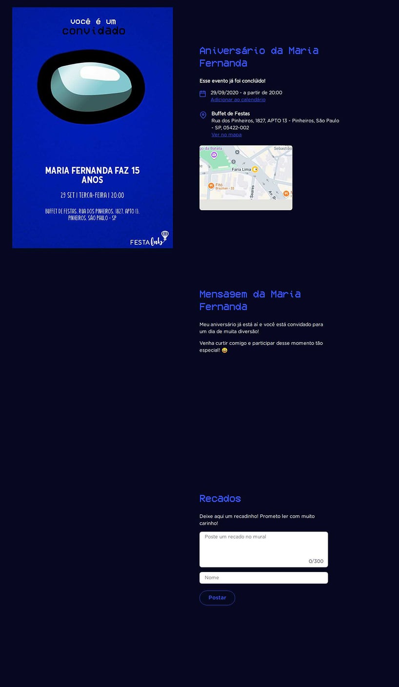 Convite online de aniversário - Among Us| FestaLab