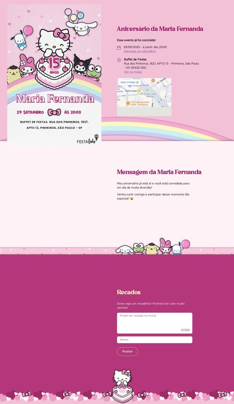 Convite online de aniversário - Aniversário Hello Kitty| FestaLab