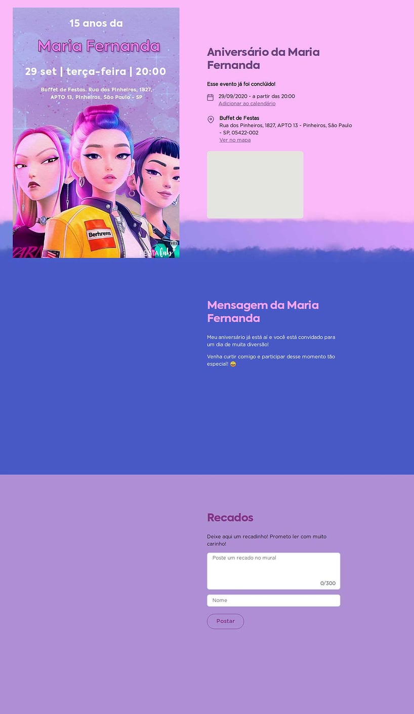 Convite online de aniversário - Brilho das Guerreiras| FestaLab