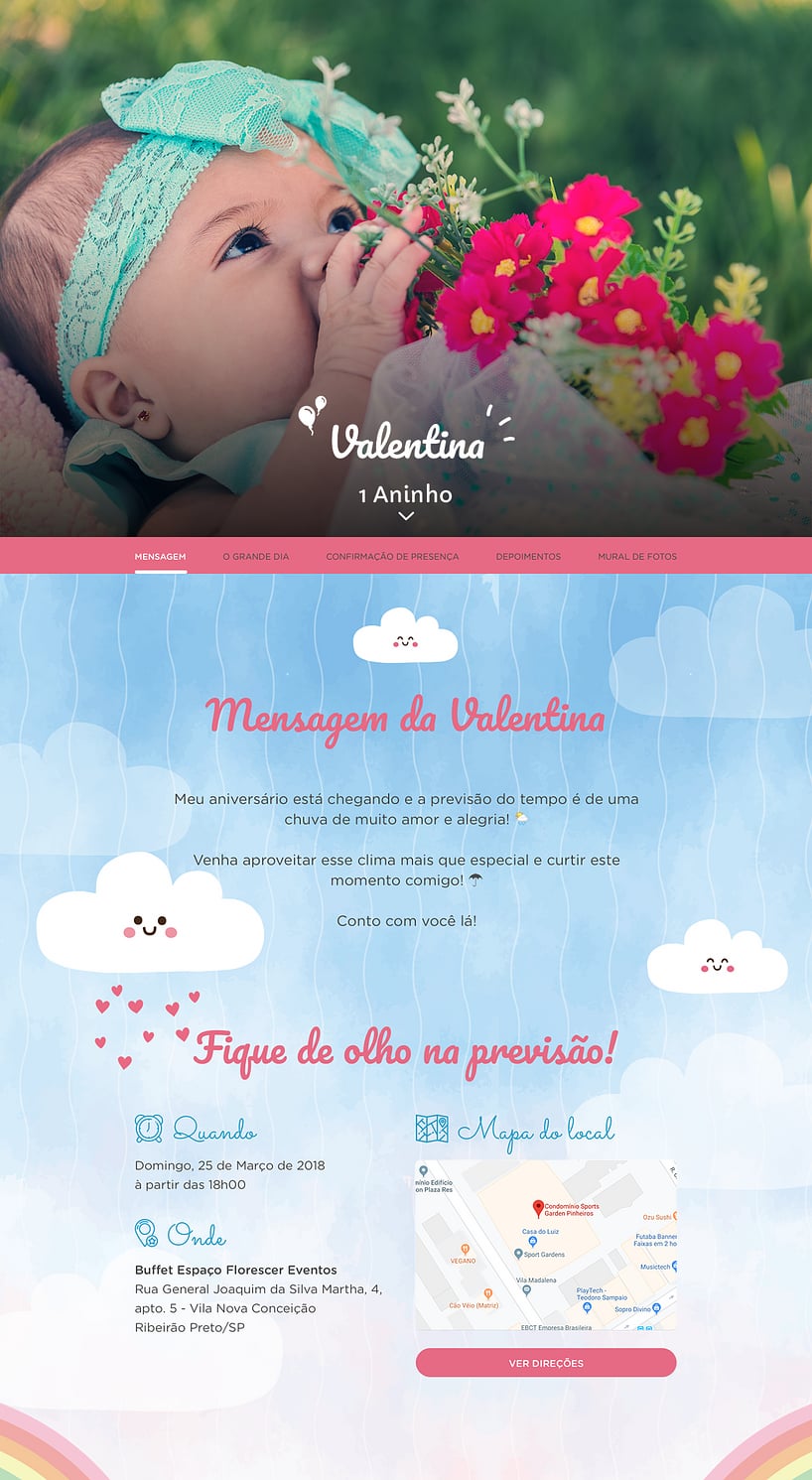 Convite Chá de Fralda Chuva de Amor Menina Chuva de Amor