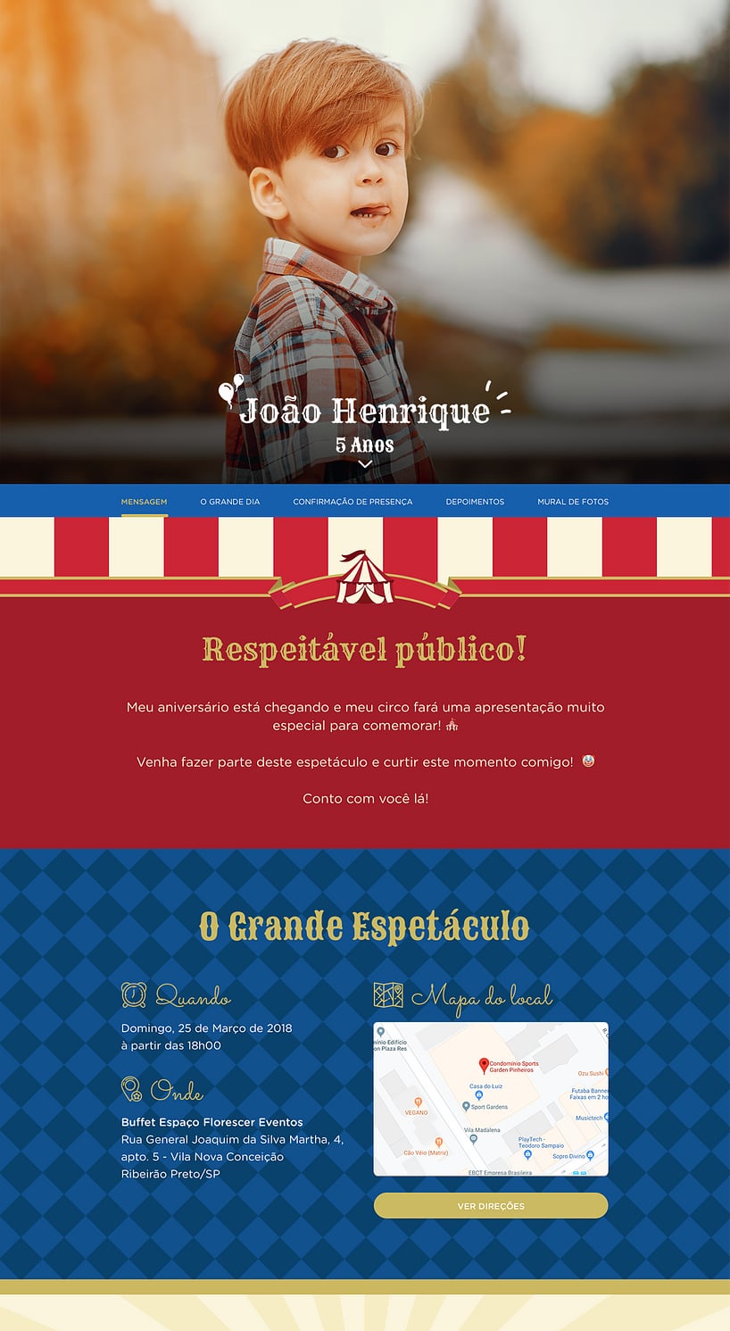 Convite online de aniversário - Circo| FestaLab
