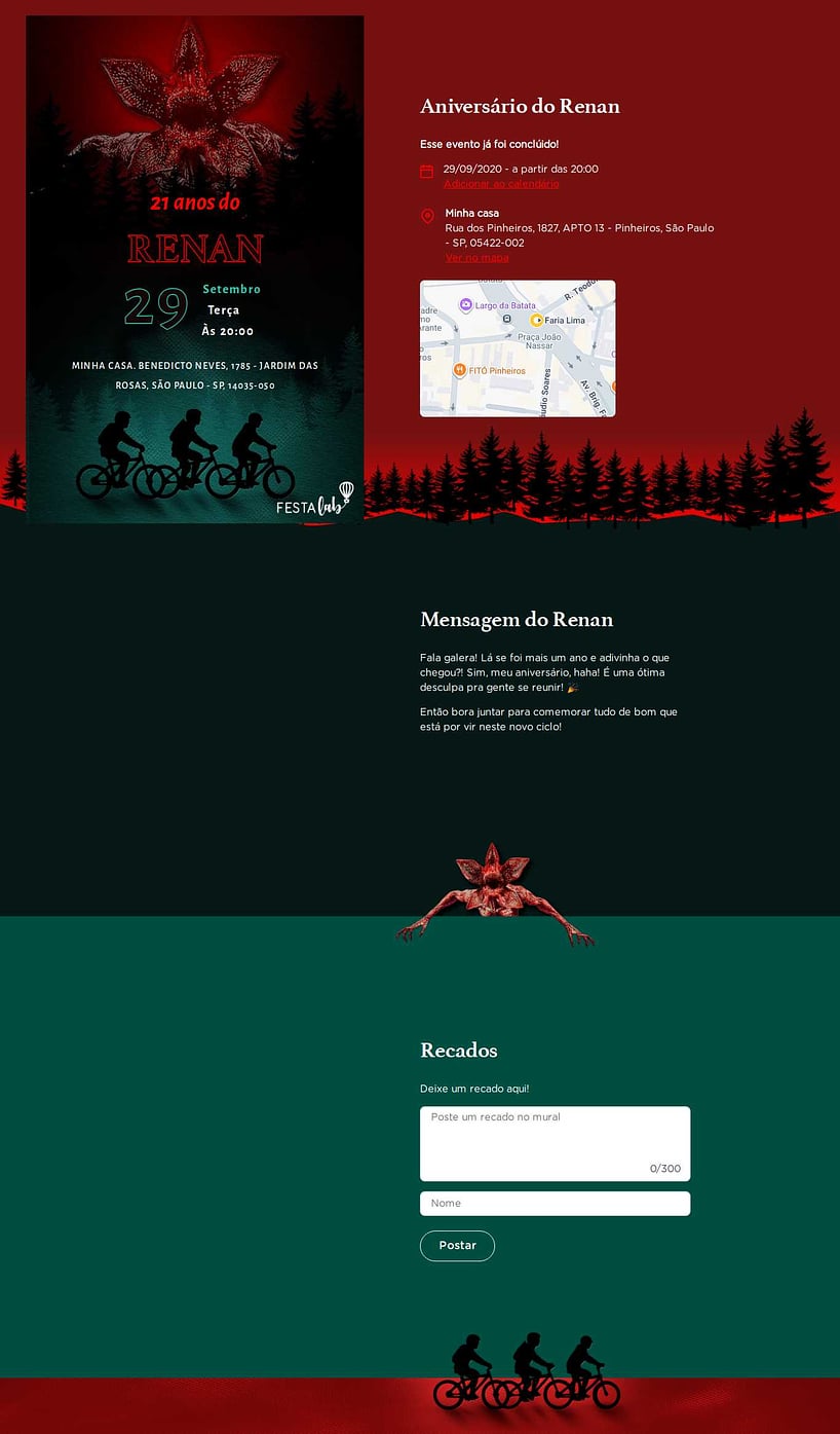 Convite online de aniversário - Demogorgon Stranger Things| FestaLab