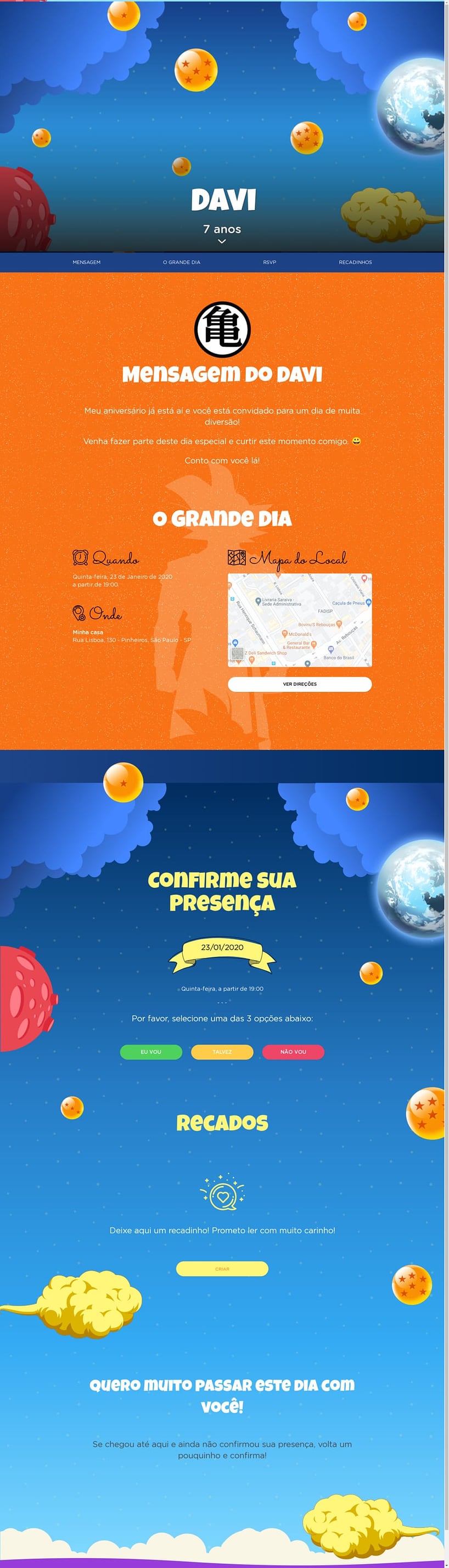 Convite online de aniversário - Dragon Ball Z| FestaLab