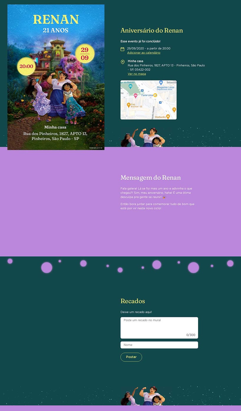 Convite online de aniversário - Encanto| FestaLab