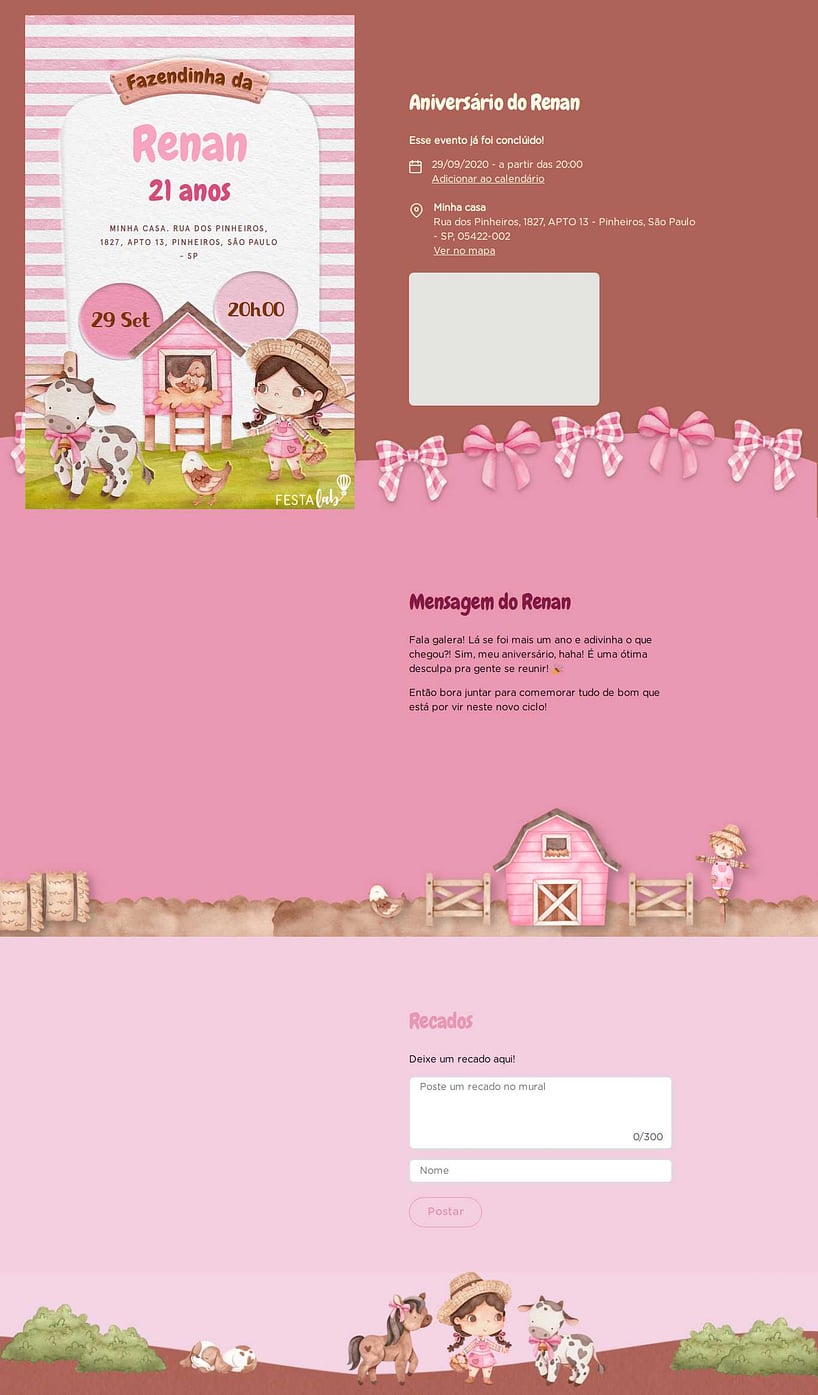 Vibe de Aniversario - Fazendinha Cor de Rosa