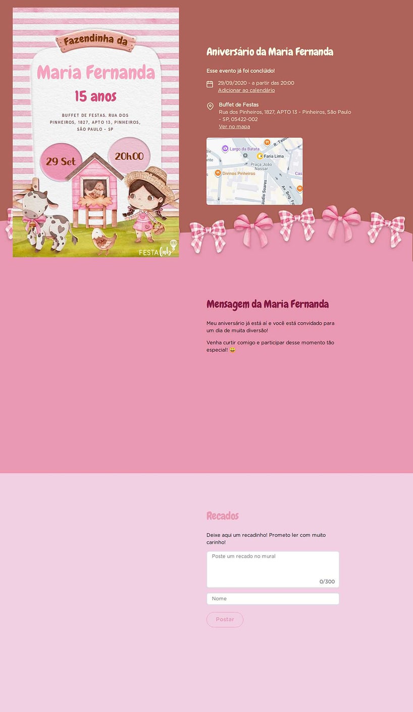 Vibe de Aniversario - Fazendinha Cor de Rosa