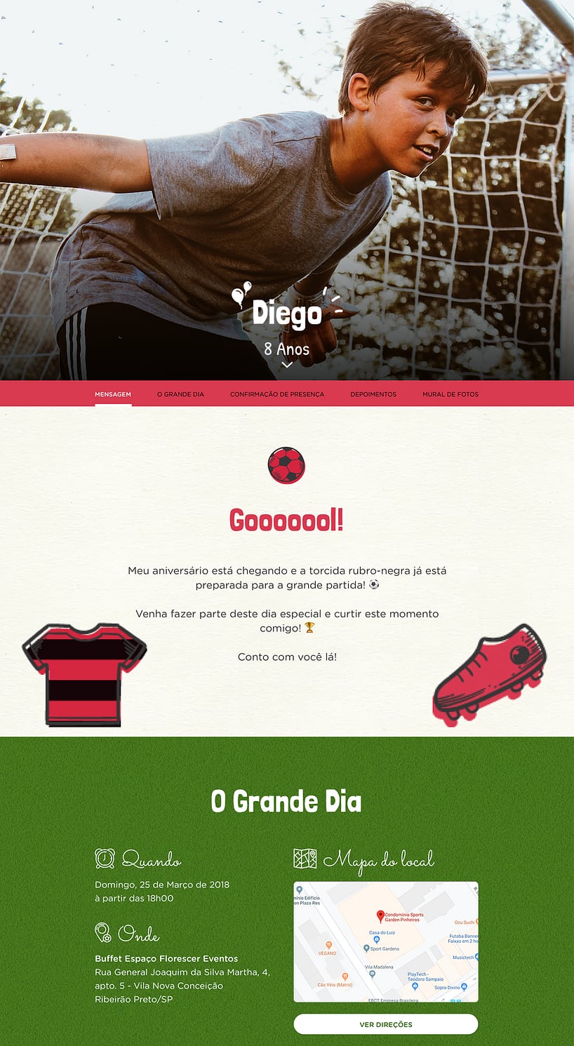 Criar convite de aniversário - Convite Futebol Flamengo Rosa