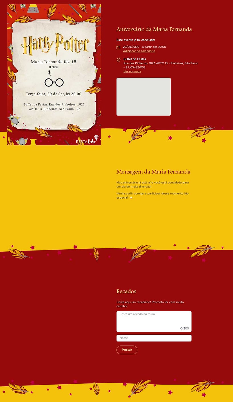 Modelo de Vibe de Aniversario - Harry Potter Grifinoria Vibe de Aniversario - Harry Potter Grifinoria