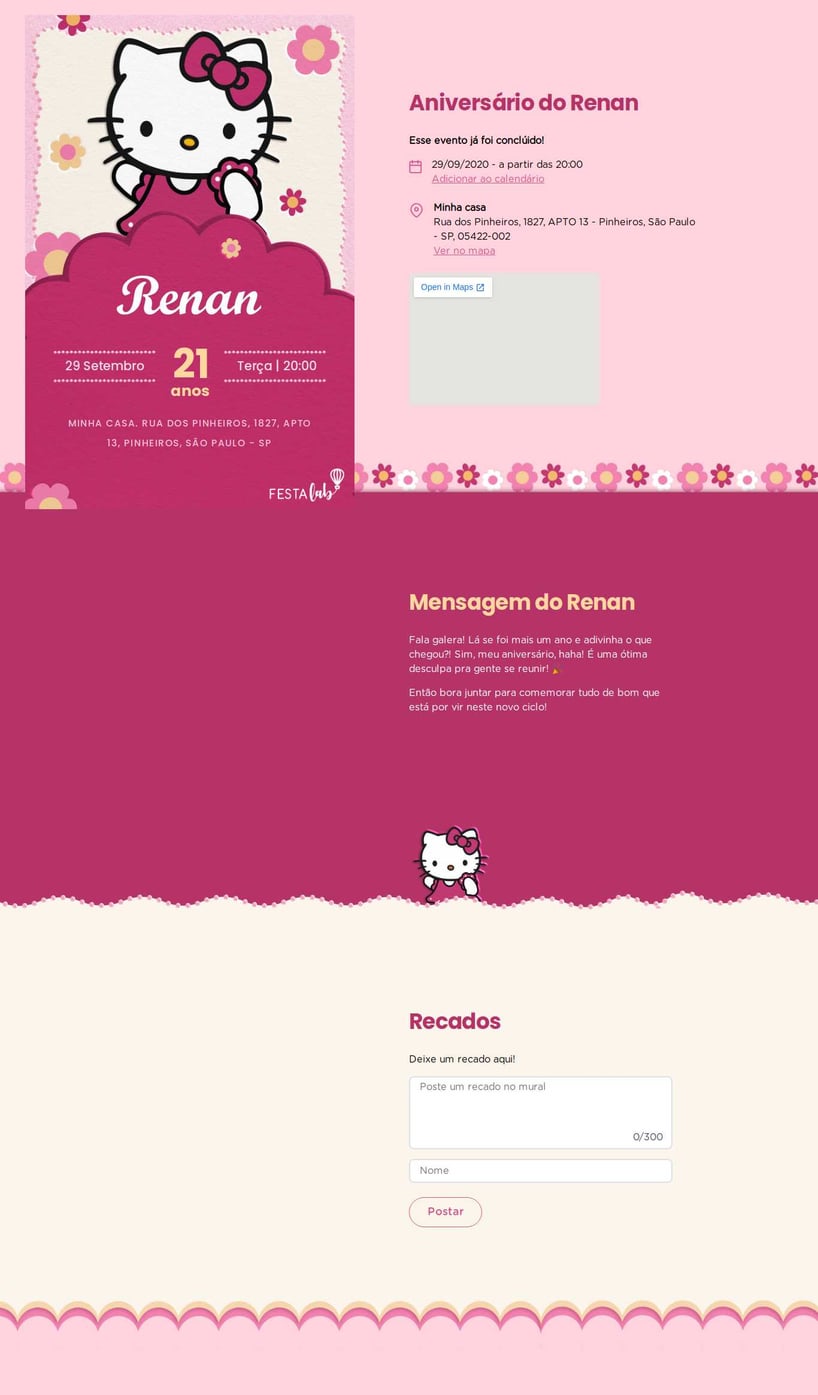 Vibe de Aniversario - Hello Kitty Pink