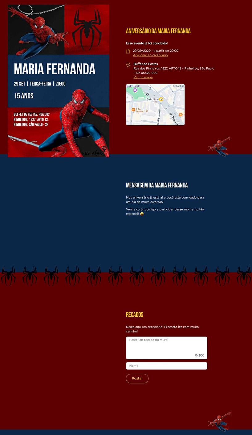 Modelo De Convite De Festa De Aniversário De Homem-aranha