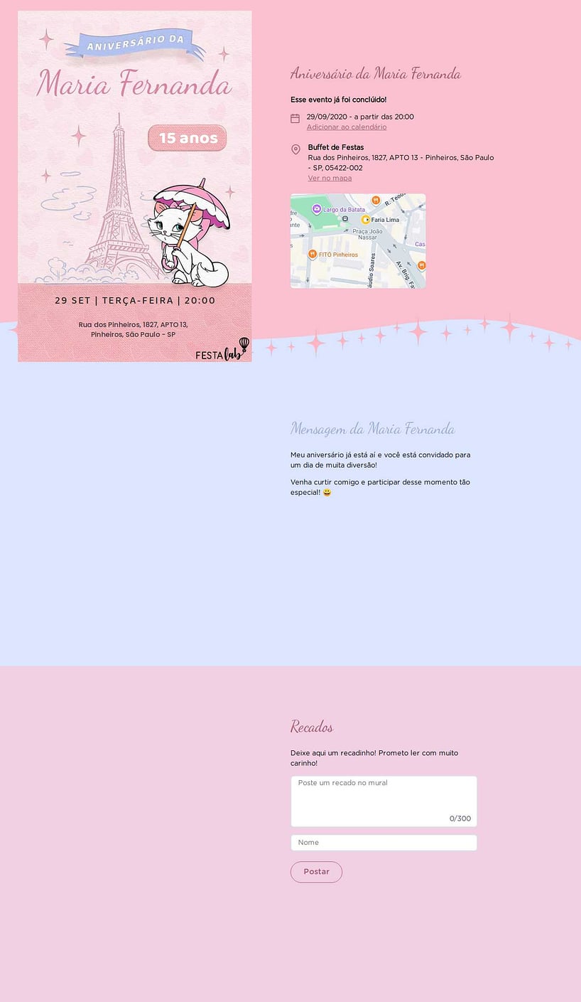 Convite online de aniversário - Marie em Paris| FestaLab