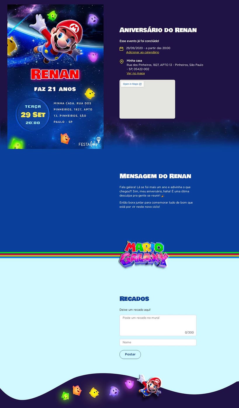 Vibe de Aniversario - Mario Bros Galaxy