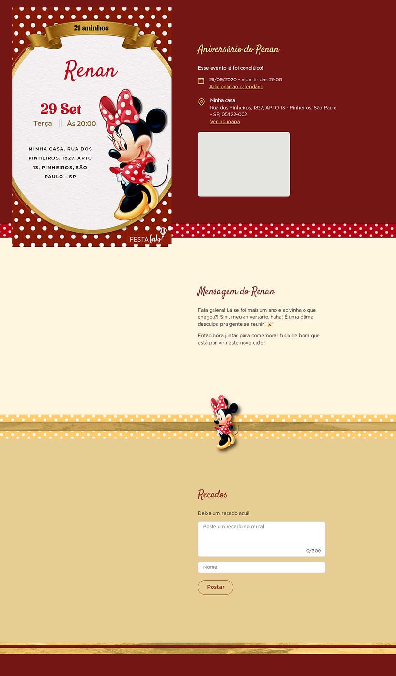 Vibe de Aniversario - Minnie Classico