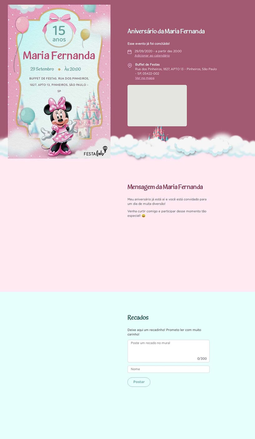 Vibe de Aniversario - Minnie cor de Rosa