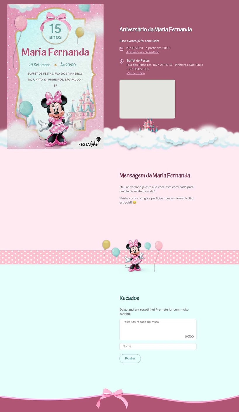 Vibe de Aniversario - Minnie cor de Rosa