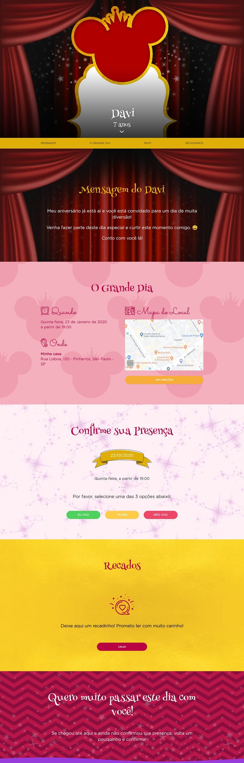 Convite online de aniversário - Minnie Realeza| FestaLab
