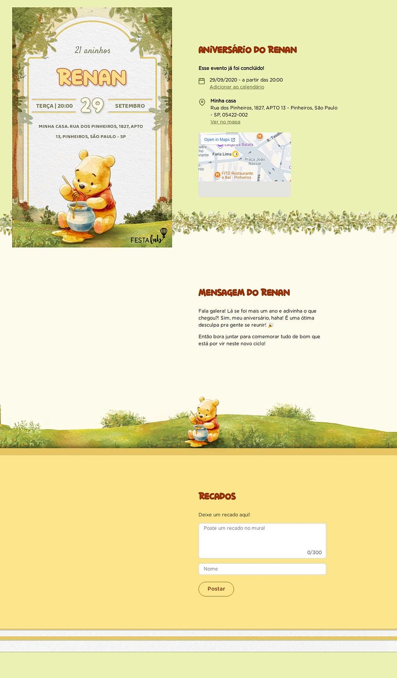 Vibe de Aniversario - O Ursinho Pooh