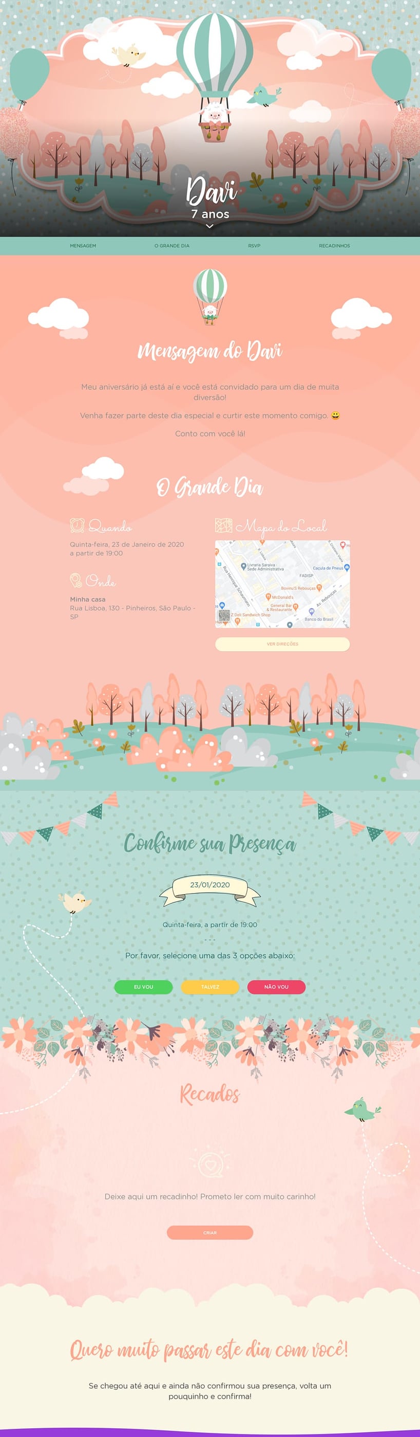 Convite online de aniversário - Ovelha Baloeira| FestaLab