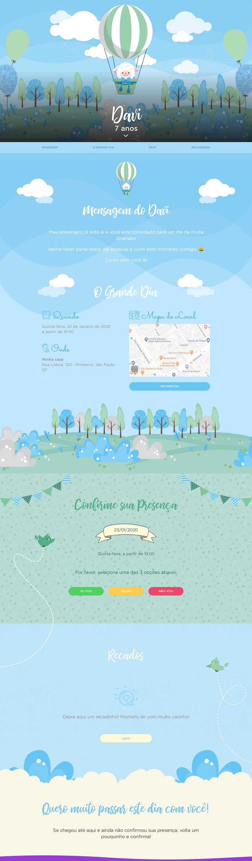 Convite online de aniversário - Ovelha Baloeira| FestaLab