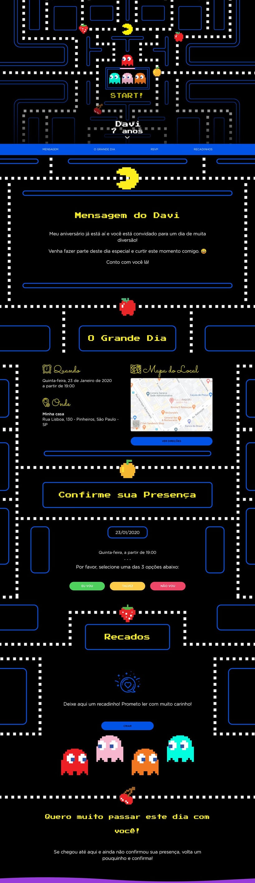 Convite online de aniversário - Pac-Man| FestaLab