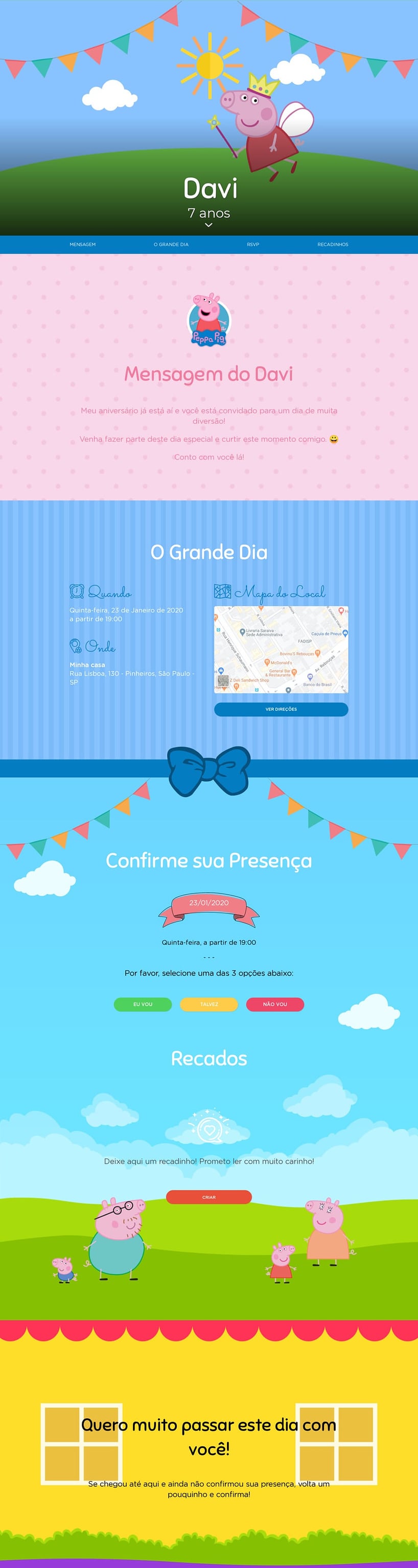Convite online de aniversário - Peppa Pig| FestaLab