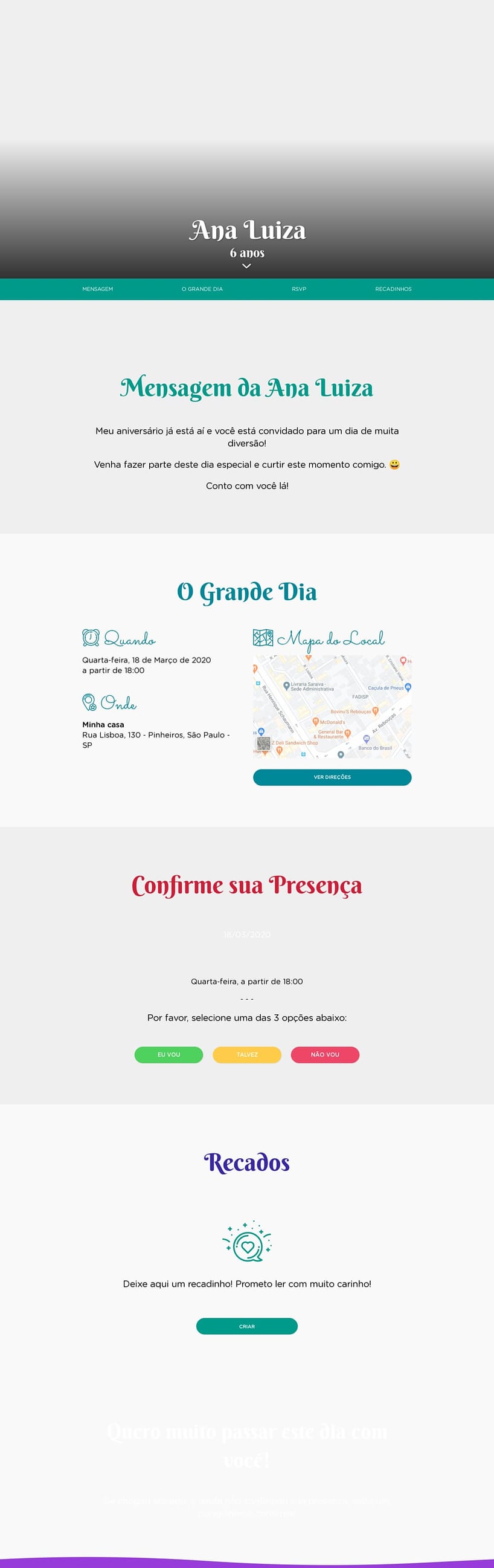Convite online de aniversário - Pequena Sereia| FestaLab