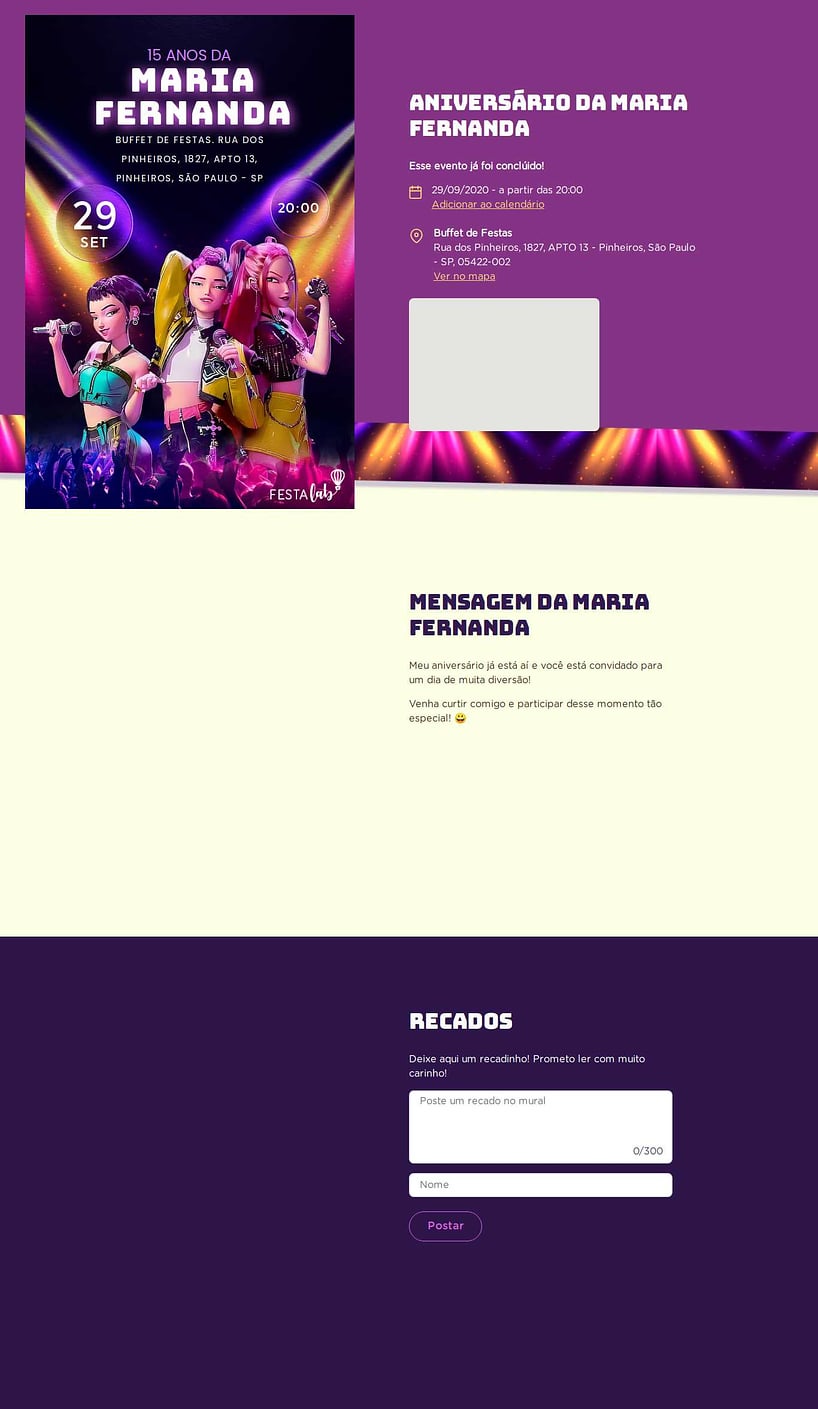 Convite online de aniversário - Show das Huntrix| FestaLab