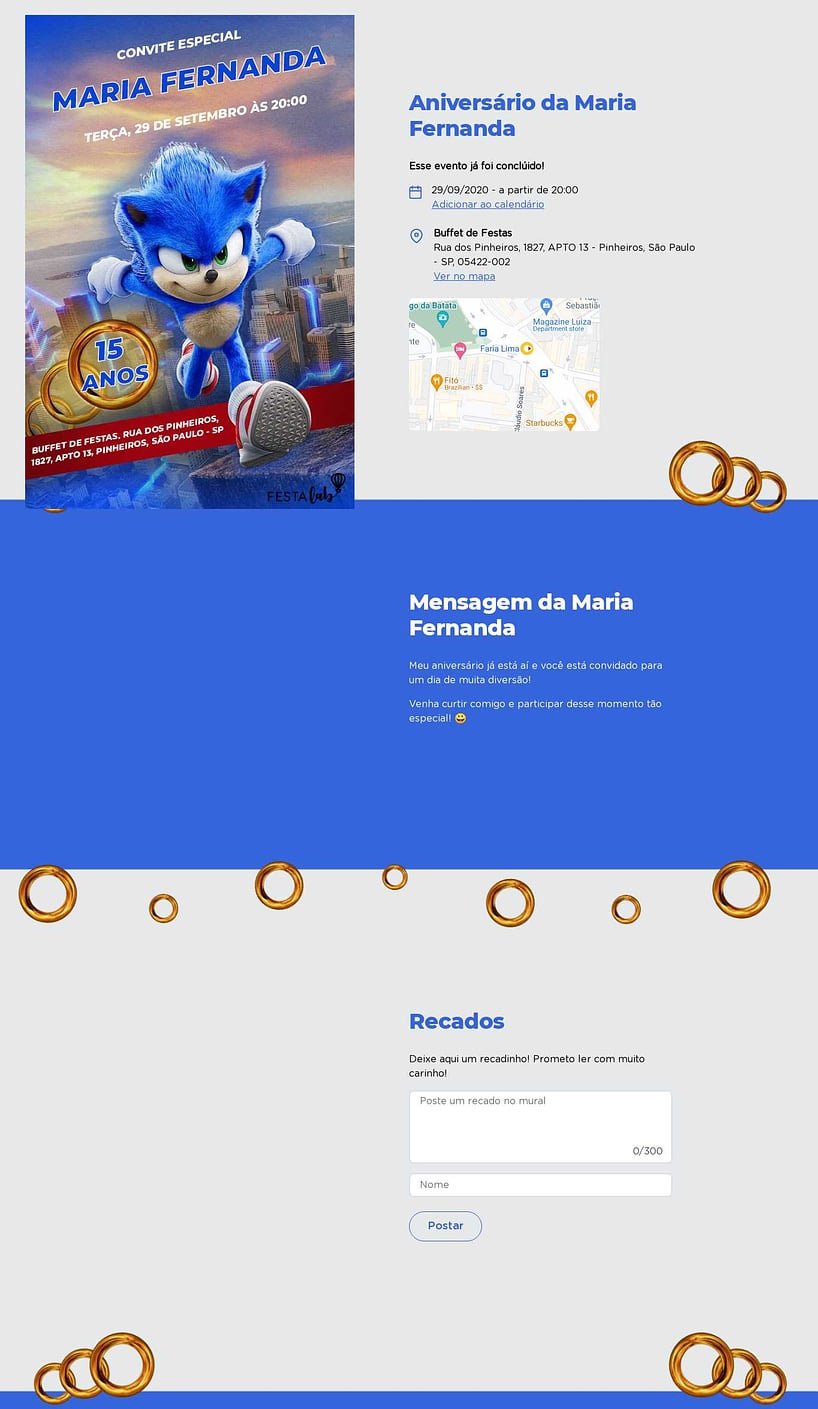 Convite Digital Sonic O Filme – Montando a Sua Festa Oficial