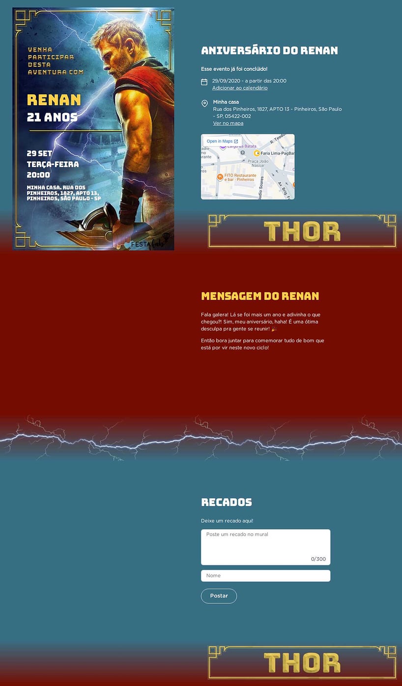 Vibe de Aniversario - Super Thor Azul