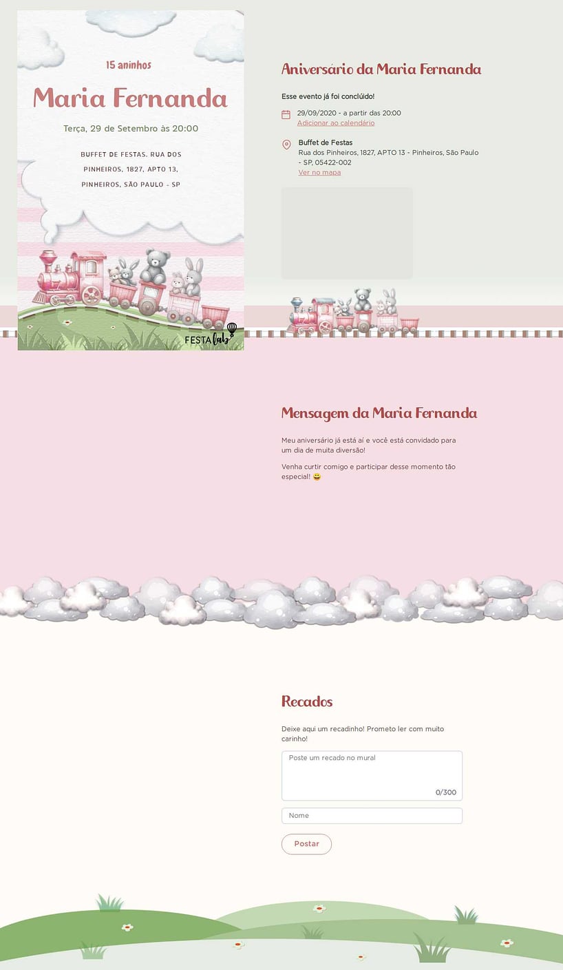 Vibe de Aniversario - Trenzinho dos Ursinhos Rosa