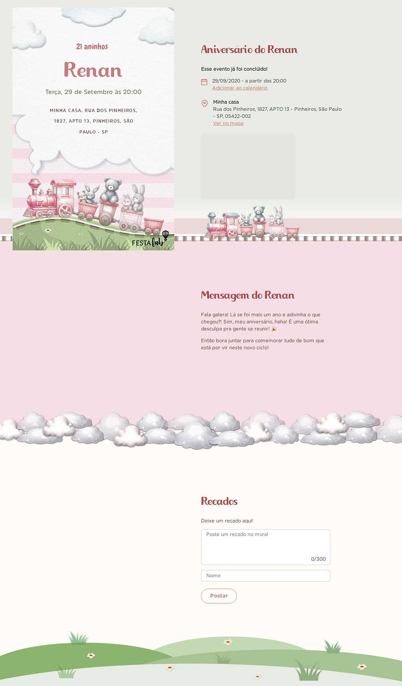 Vibe de Aniversario - Trenzinho dos Ursinhos Rosa