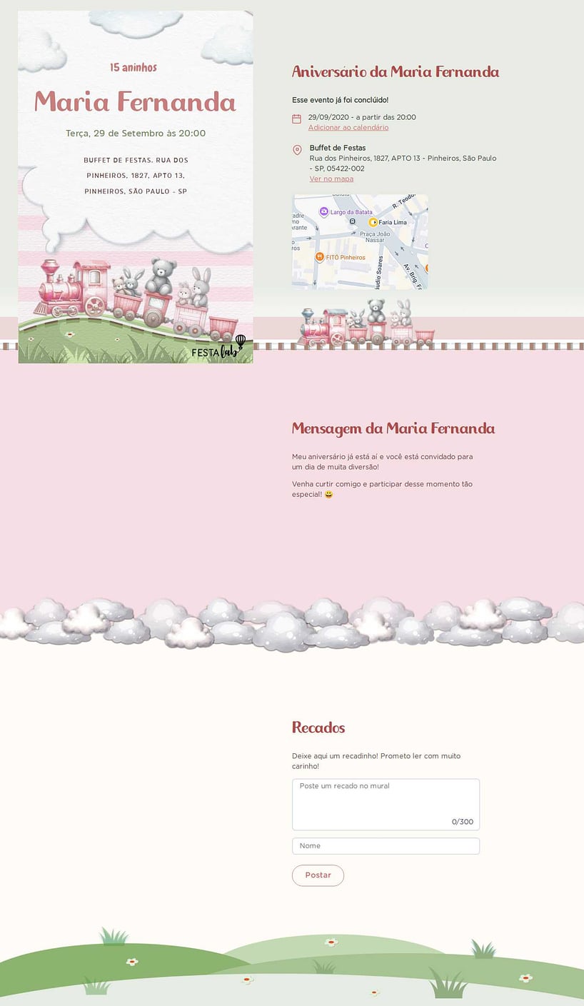 Vibe de Aniversario - Trenzinho dos Ursinhos Rosa